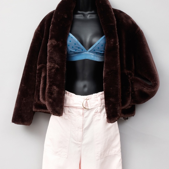 NWT Paul Smith Brown Faux Fur Crop Jacket - Picture 3 of 4